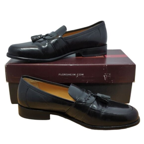 Florsheim Mens Black Fremont Tassel Dress Shoes Sz 9D Slip On #18218 with box - Picture 2 of 6